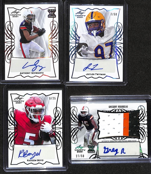 Lot of (8) 2021 Leaf Trinity Rookie Autograph Lot w. Najee Harris Patch Auto #d /50