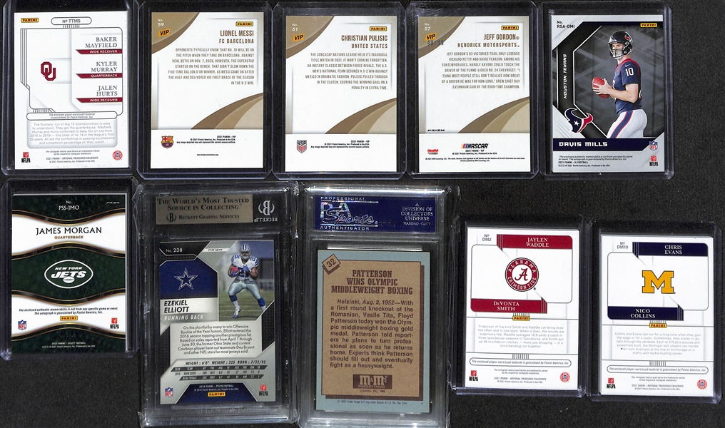 Lot of (15) Mixed Sports Lot w. Panini VIP Lionel Messi, Prizm Ezekiel Elliot RC BGS 9.5, Floyd Patterson Auto, More