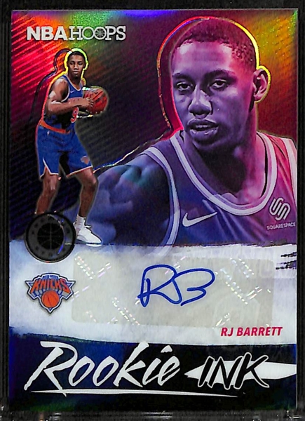 Lot of (2) RJ Barrett Rookie Autographs w. 2019-20 Hoops Premium Stock Rookie Ink