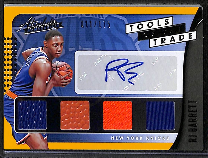 Lot of (2) RJ Barrett Rookie Autographs w. 2019-20 Hoops Premium Stock Rookie Ink