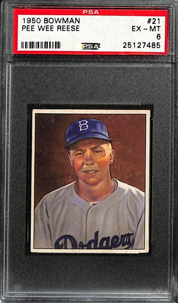 1950 Bowman Pee Wee Reese #21 Graded PSA 6 EX-MT