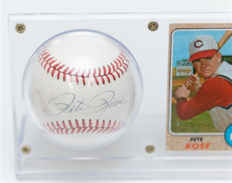 Signed Baseball Lot - Pete Rose (w. 1968 Topps), Bobby Thomson (w. 1950 Bowman), Roger Clemens (To Chip w. 1985 Topps Rookie) - JSA Auction Letter