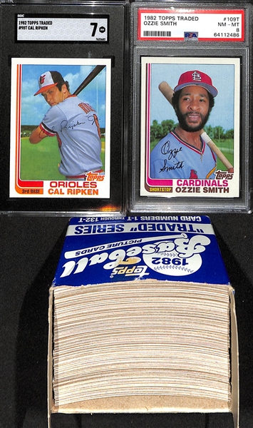 1982 Topps Traded Set w. #98T Cal Ripken RC SGC 7 & Ozzie Smith #109T PSA 8