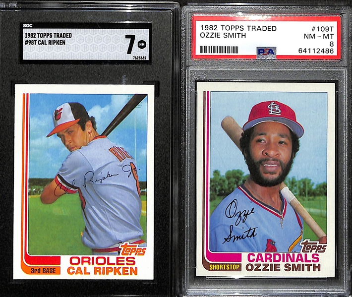 1982 Topps Traded Set w. #98T Cal Ripken RC SGC 7 & Ozzie Smith #109T PSA 8