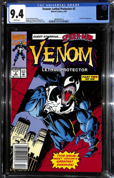 Comic Book Lot of (5) Inc. Venom: Lethal Protector Issues #2, 3, 4, 5, and 6 All CGC Graded 9.4