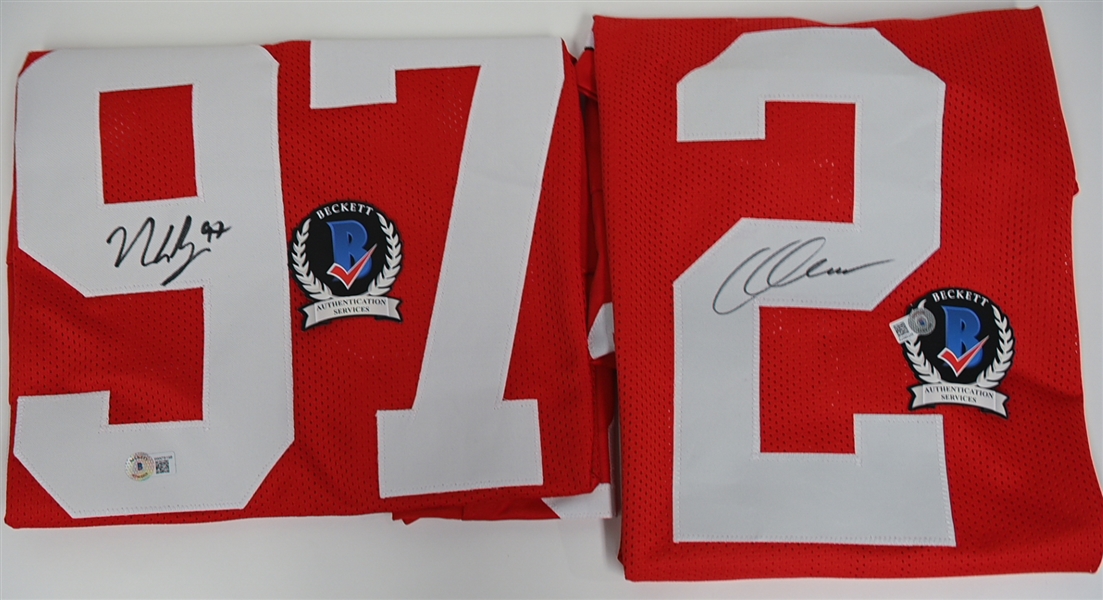 Lot of (2) Former Ohio State Buckeyes Autographed Jerseys w. Nick Bosa and Chris Olave (Beckett Authentication Services)