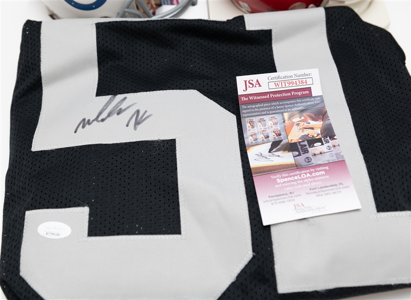 Memorabilia Lot w. Autographed Jersey and (2) Mini Helmets Including Lenny Moore, and Matt Damon Autographed Photo (JSA/Beckett/PSA) - JSA Auction Letter