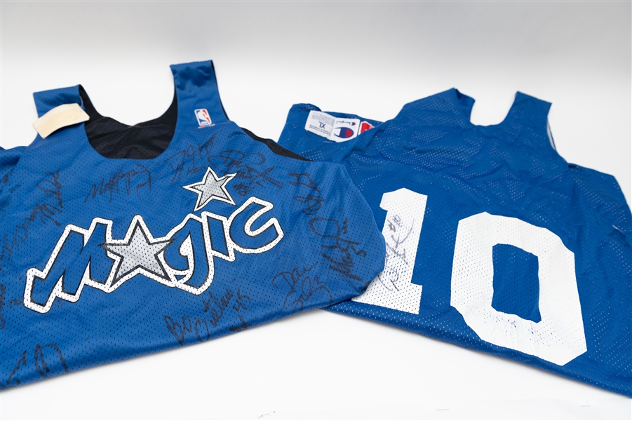 Lot of (2) Autographed Orlando Magic Jerseys w. 1 Multi-Signed (50+) Autographs w. Howard, Wilkins, Hill, McGrady, Kemp, Price and Others (JSA Auction Letter)