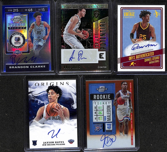 Lot of (24) Autographed Basketball Cards w. 2019-20 Jordan Poole Rookie #d /49