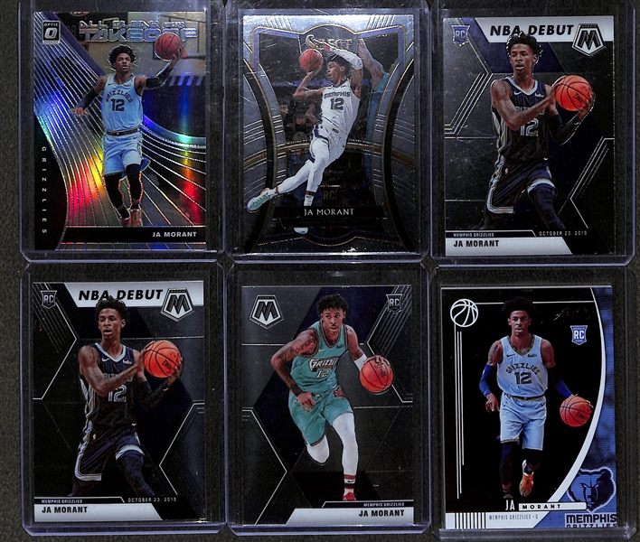 Lot of (12) Ja Morant and Zion Williamson Rookie Cards