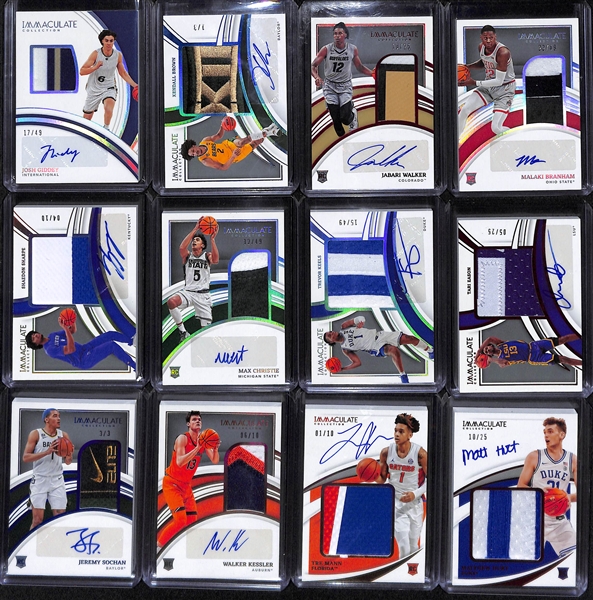 Lot of (12) 2021 & 2022 Immaculate Collegiate Basketball Rookie Patch Autographs w. Josh Giddy #d /49