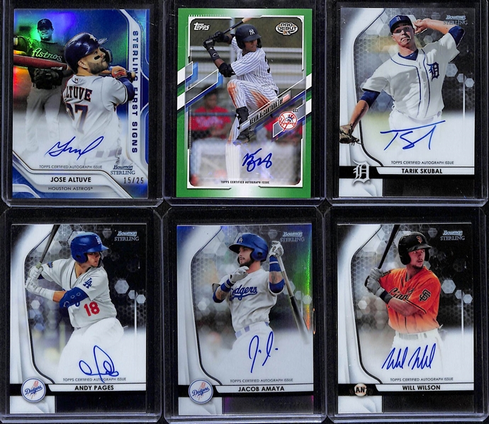 Lot of (6) Baseball Autographed Cards w. 2020 Bowman Sterling Jose Altuve /25