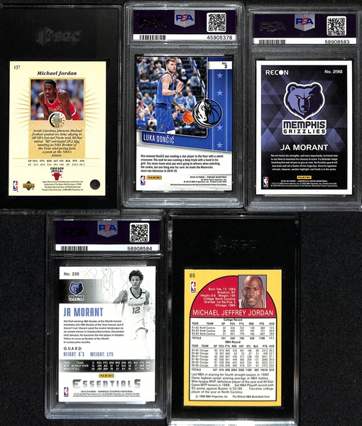 Lot of (5) Graded Basketball All-Stars w. Michael Jordan, Luka Doncic, and (2) Ja Morant Rookies