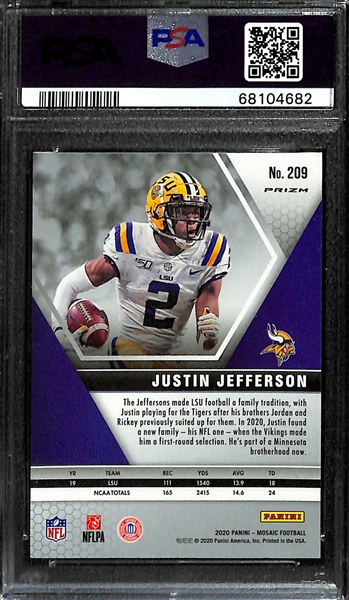 2020 Panini Mosaic Justin Jefferson SP No Huddle Silver PSA 10