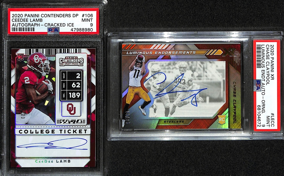 Lot of (4) Graded NFL Rookie lot w. 2020 Contenders Draft Picks Ceedee Lamb Cracked Ice Auto #d /23 PSA 9