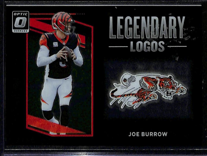 2021 Contenders Optic Lottery Ticket Jalen Hurts #d /25 and 2021 Optic Legendary Logos Joe Burrow Black Pandora #d /25