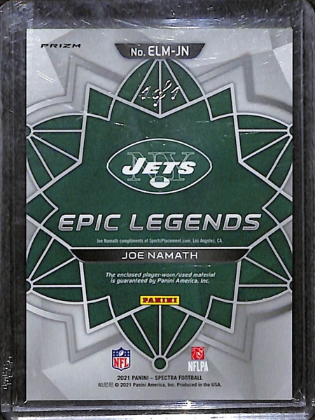 2021 Spectra Joe Namath Epic Legends Gold Vinyl Patch 1/1