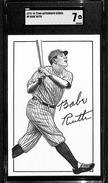 RARE ISSUE 1973 TCMA Babe Ruth Autograph Series Post Card by John Anderson (SGC 7)