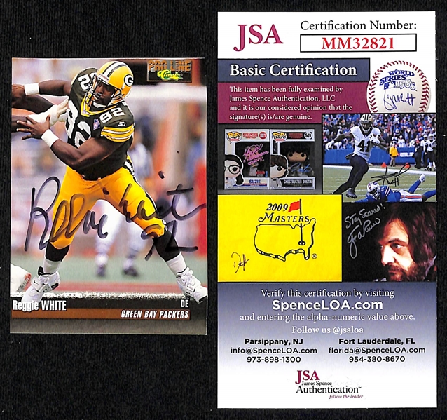 Reggie White Signed Green Bay Packers Football Card (JSA COA)