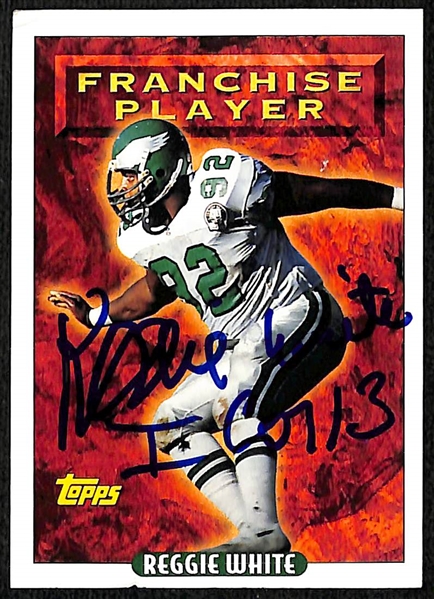 Reggie White Signed Philadelphia Eagles Football Card (JSA COA)