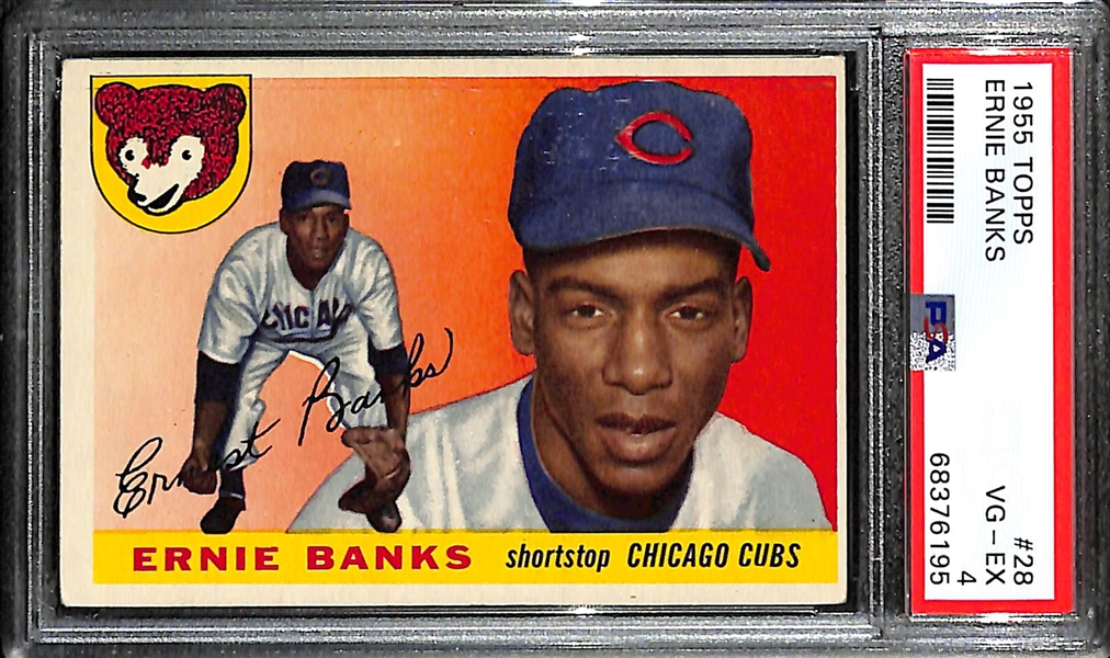 1955 Topps Ernie Banks (2nd Year) #28 Graded PSA 4