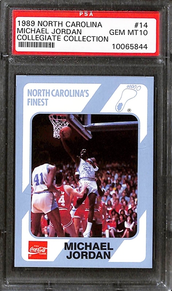 2021 Leaf Superlative Signatures 3 w. Dornhoefer/Kelly/Clement and (2) 1989 North Carolina Michael Jordan Collegiate Collection PSA 10s