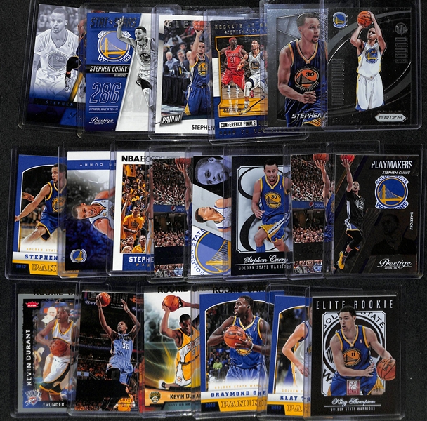 Lot of (20) Modern NBA Basketball Cards w. (14) Stephen Curry and Durant, Green, and Thompson Rookies