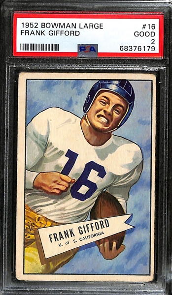 1952 Bowman Football Large Frank Gifford #16 Graded PSA 2