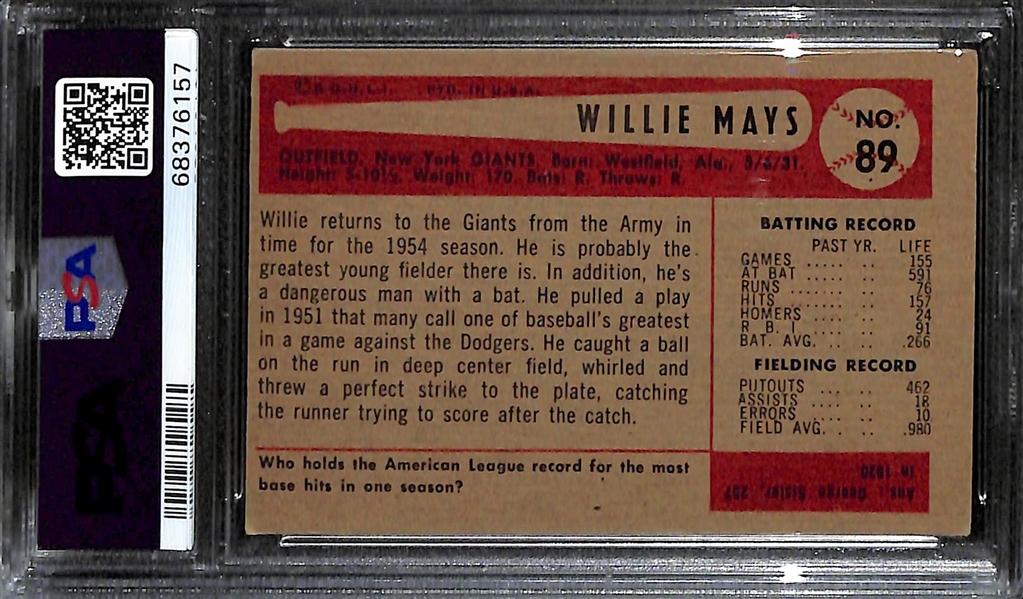 1954 Bowman Willie Mays #89 Graded PSA 4