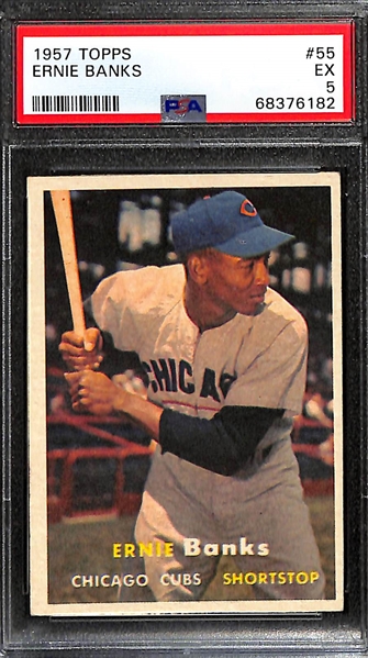 1957 Topps Ernie Banks #55 Graded PSA 5