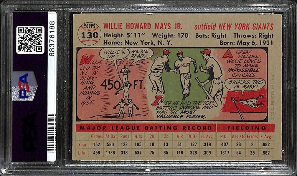 1956 Topps Willie Mays #130 Gray Back Graded PSA 5