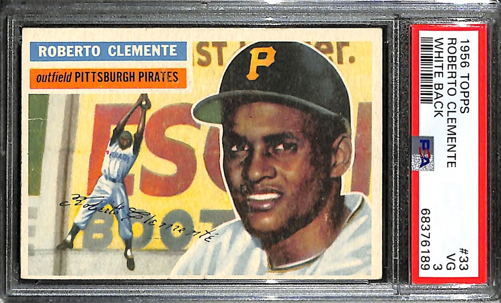 1956 Topps Roberto Clemente #33 White Back Graded PSA 3