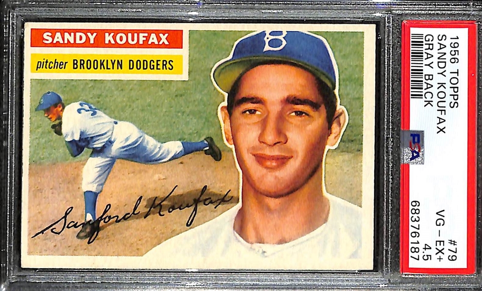 1956 Topps Sandy Koufax #79 Gray Back Graded PSA 4.5