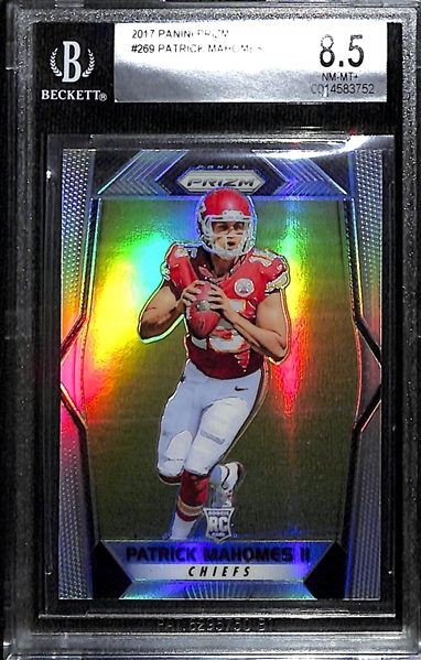 2017 Panini Prizm Patrick Mahomes Silver Rookie Card #269 Graded BGS 8.5 NM-MT+