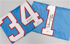 Warren Moon and Earl Campbell Autographed Houston Oilers Jerseys (Beckett Certs)