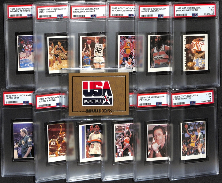 Lot of (12) 1989 KOS Yugoslavia Basketball w. Julius Erving, Larry Bird/James Worthy, Isiah Thomas, Others Rare!