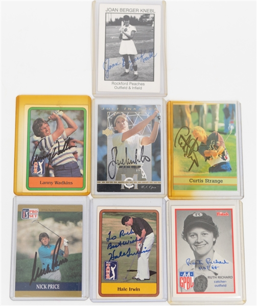 Lot of (11) Baseball and Tennis Autographs w. Many Women From Rockford Peaches Including Maria Sharapova Hat, (2) Ruth Richard, (2) Joan Berger Knebl, and Others (JSA Auction Letter)