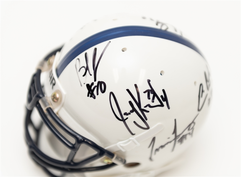 Mini Penn State Helmet w. 9 Autographs including LaVar Arrington and Courtney Brown (JSA Auction Letter)