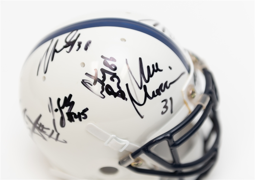 Mini Penn State Helmet w. 9 Autographs including LaVar Arrington and Courtney Brown (JSA Auction Letter)