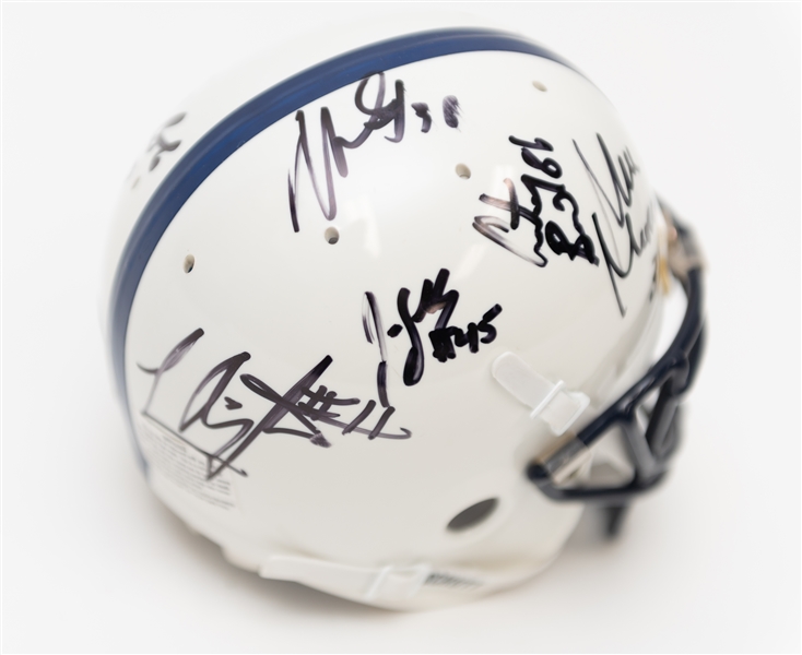 Mini Penn State Helmet w. 9 Autographs including LaVar Arrington and Courtney Brown (JSA Auction Letter)