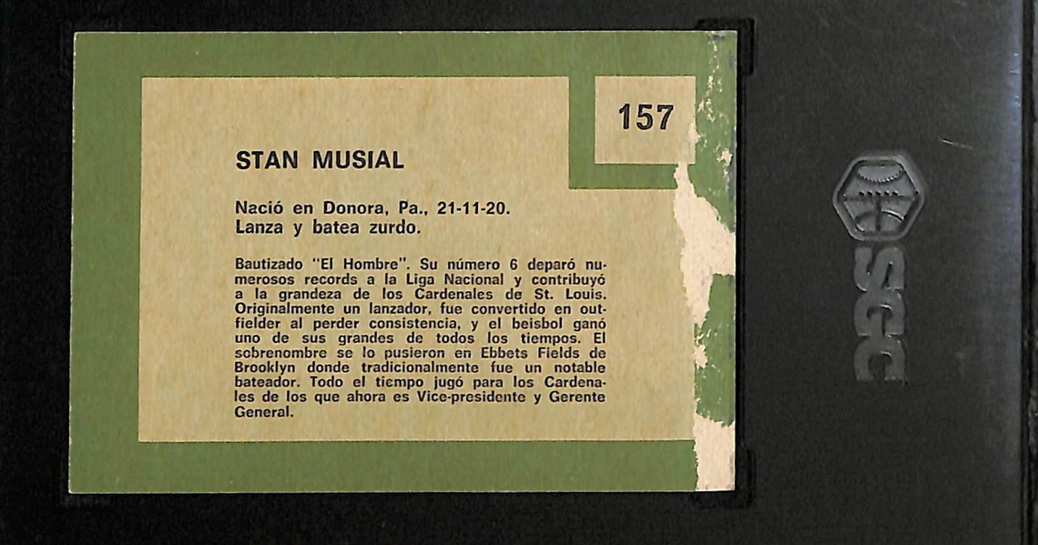 RARE 1967 Venezuela Retirado Stan Musial #157 Graded SGC 1
