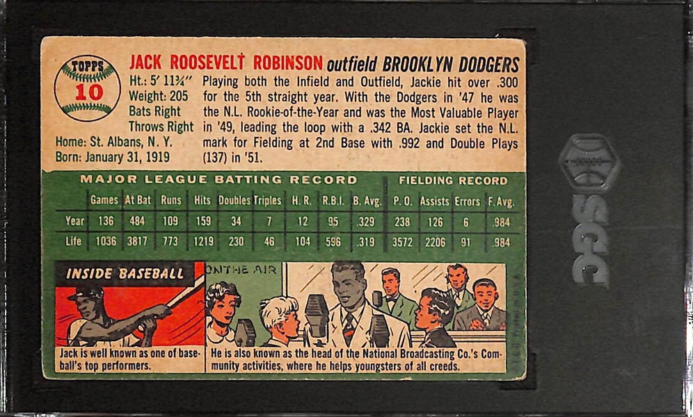 1954 Topps Jackie Robinson #10 Graded SGC 3