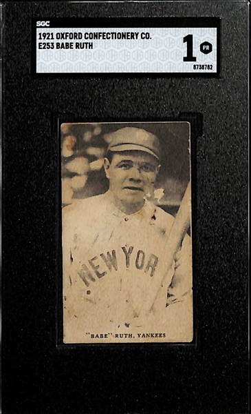 Rarely Seen 1921 Oxford Confectionery Co. E253 Babe Ruth Graded SGC 1