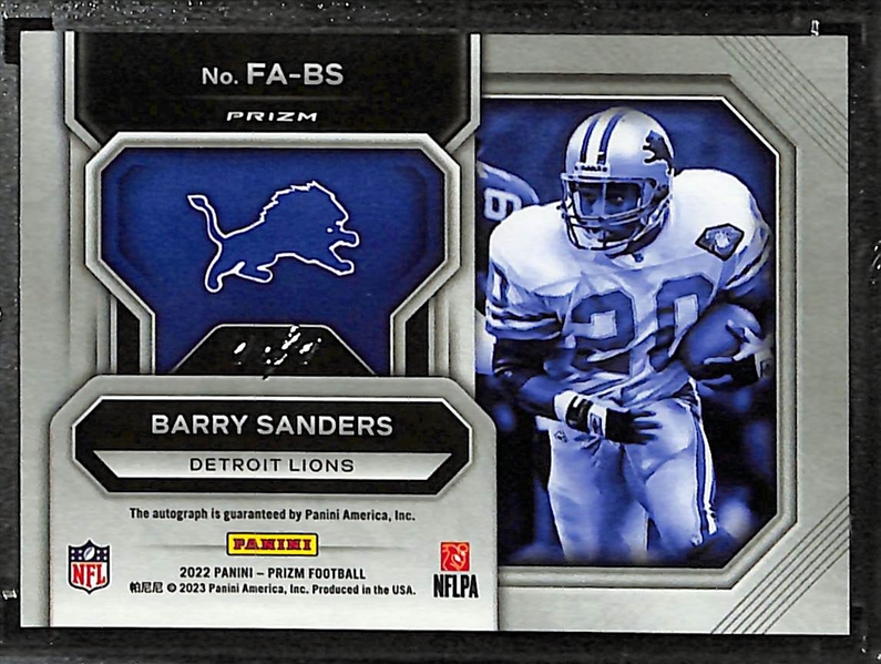 2023 Prizm Football Barry Sanders Flashback Autographs 1/1 Black Finite