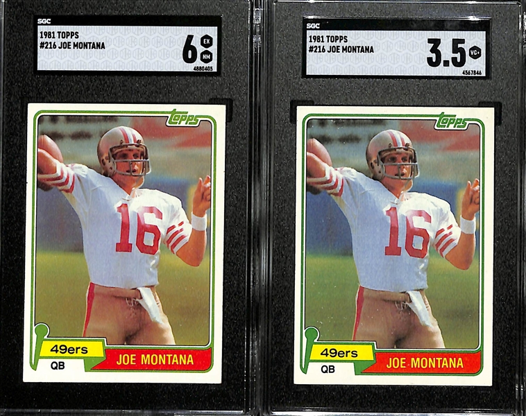 (2) Joe Montana Rookie Cards Graded SGC 6 and SGC 3.5