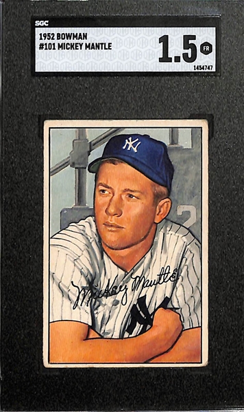 1952 Bowman Mickey Mantle #101 Graded SGC 1.5