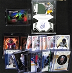 Mixed Lot of (23) Football and Hockey Cards w. (13) Autographs Including Teemu Selanne UD Stature /25 and 2020 Playoff AJ Dillon RC Booklet /25