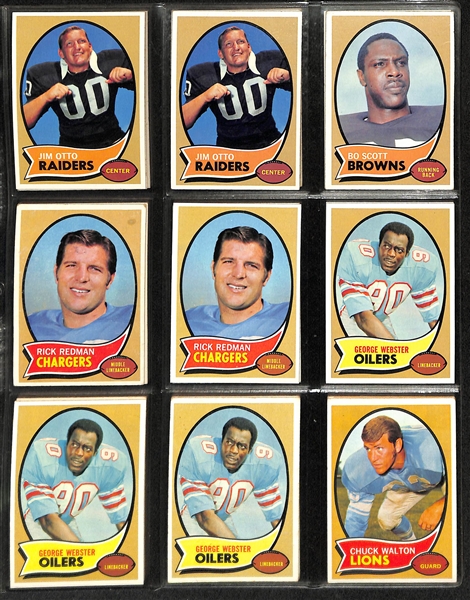 Lot of (145) 1970 Topps Football Cards w. Bubba Smith RC & OJ Simpson RC
