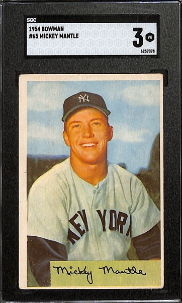 1954 Bowman Mickey Mantle #65 Graded SGC 3