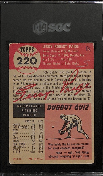 1953 Topps Satchell Paige #220 Graded SGC 1.5
